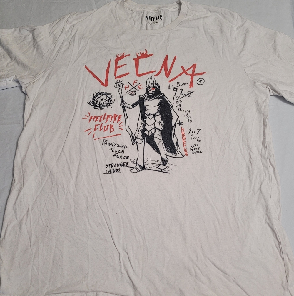 Official Netflix Stranger Things Vecna Doodles T-shirt Mens Large White